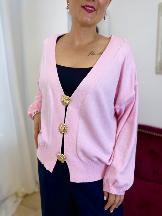 Rozā jaka ar piespraudēm 